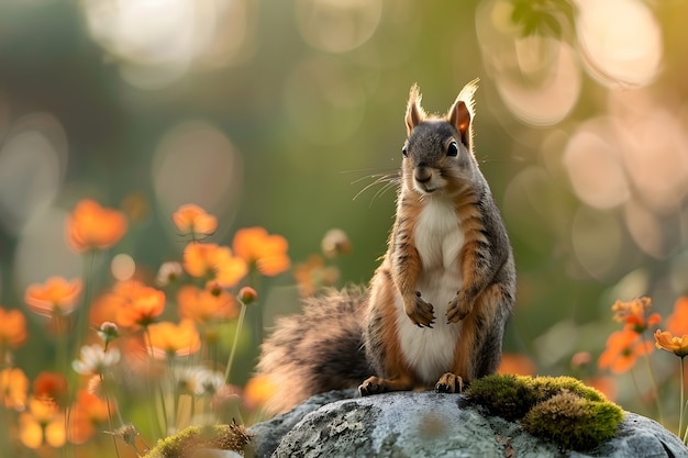 Kostenloses Foto ein realistisches eichhörnchen in natürlicher umgebung