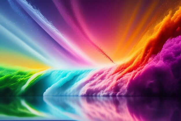 Ein regenbogenfarbener Hintergrund mit einer Reflexion des Lichts.