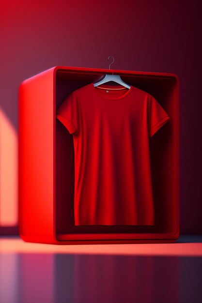 Kostenloses Foto ein rotes hemd befindet sich in einer kiste mit einer roten kiste im hintergrund.