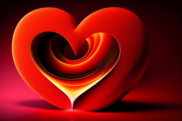 Ein rotes Herz mit einer Spirale in der Mitte