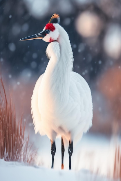 Kostenloses Foto ein schneebedeckter reiher im schnee