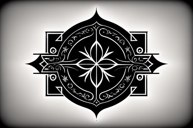 Ein schwarz-weißes Design mit einem Kreuz in der Mitte.