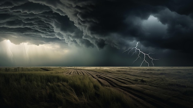 Kostenloses Foto ein sturm, der über einer ebene beginnt