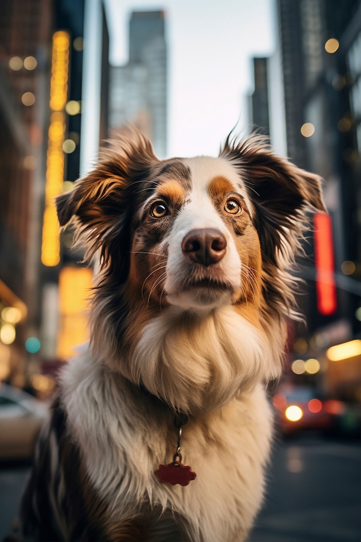 Kostenlose Foto ein süßer hund in der stadt