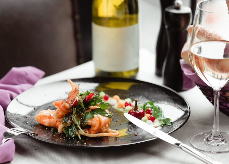 Kostenlose Foto ein teller mit fisch und kräutern