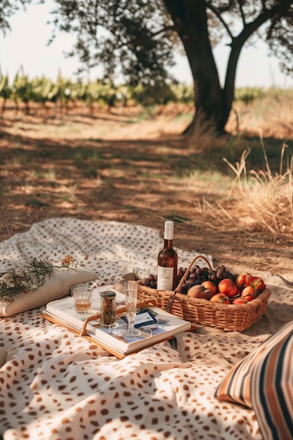 Kostenloses Foto ein träumiges picknick-stillleben