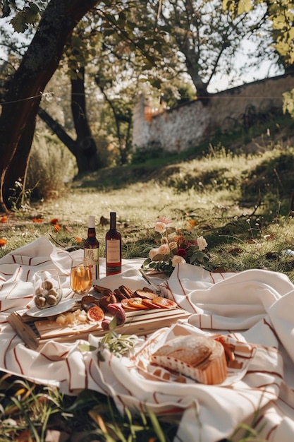 Kostenloses Foto ein träumiges picknick-stillleben