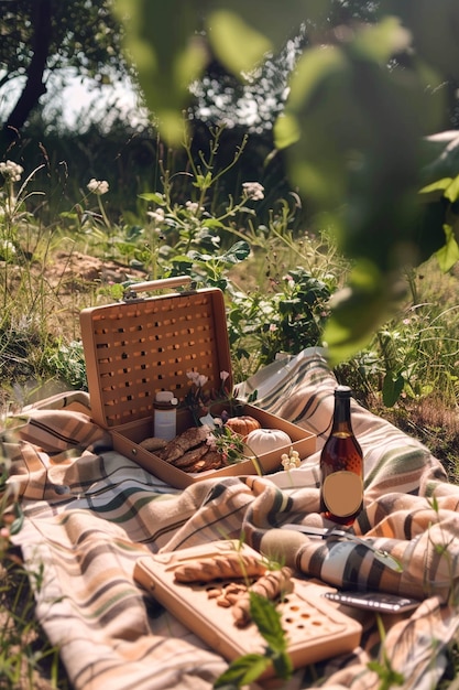 Kostenloses Foto ein träumiges picknick-stillleben