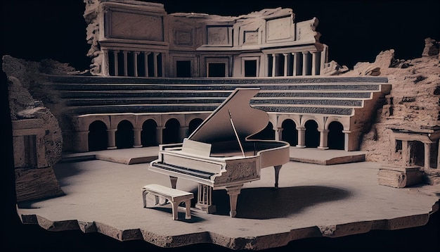Kostenloses Foto ein uraltes klavier steht majestätisch im freien und eine antike generative ki