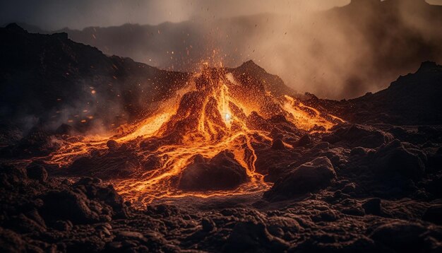 Ein Vulkan mit einem Vulkan im Hintergrund