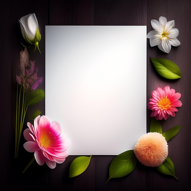 Ein weißes Papier mit Blumen und ein weißes Papier mit einem weißen Papier darauf