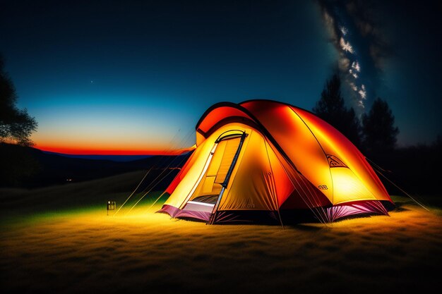 Ein Zelt mit dem Wort Camping darauf