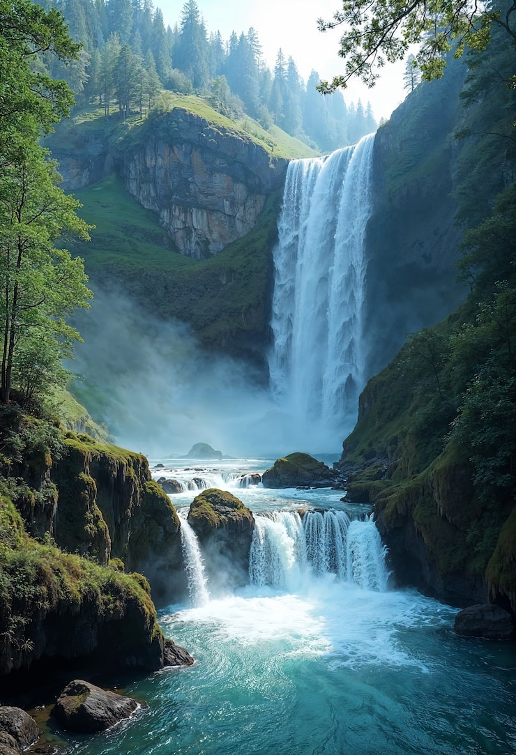 Kostenlose Foto eine atemberaubende wasserfalllandschaft
