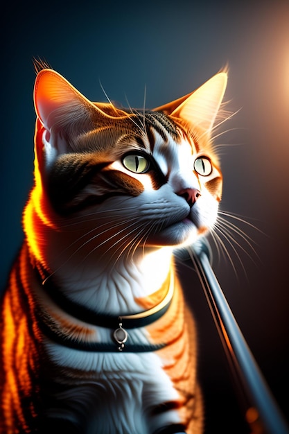 Kostenloses Foto eine katze mit einem halsband, auf dem katze steht