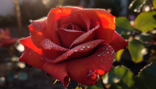 Eine leuchtende Tulpe blüht in einer von KI generierten Vase