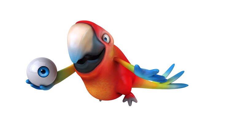 Kostenlose Foto eine lustige 3d-cartoon-papagei-illustration
