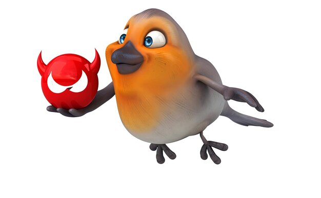 Eine lustige 3D-Cartoon-Vogel-Illustration