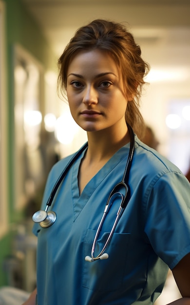 Eine mittelgroße Krankenschwester im Krankenhaus