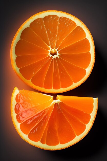 Eine Nahaufnahme einer halbierten Orange