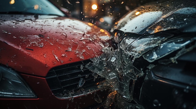Kostenloses Foto eine nahaufnahme einer kollision zweier autos