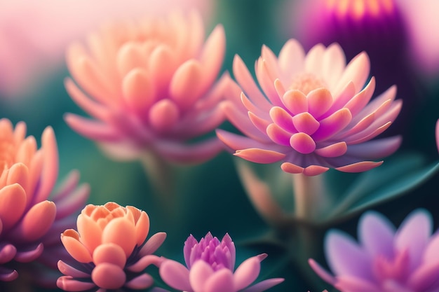 Eine Nahaufnahme eines rosa und orangefarbenen Kaktus mit einer kleinen Blume in der Mitte.