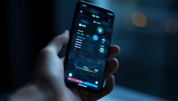 Kostenlose Foto eine person, die einen von ki generierten smartphone-touchscreen hält