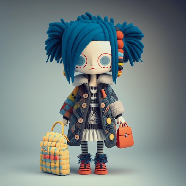 Eine Puppe mit einer Modetasche