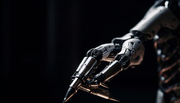 Kostenloses Foto eine roboterhand mit einem stift darauf