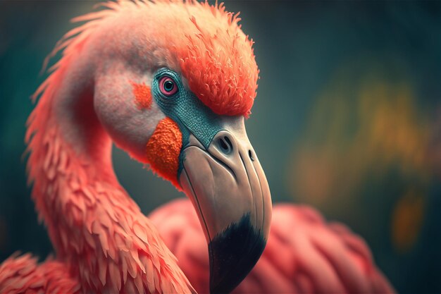 Eine rosafarbene Flamingovogelnahaufnahme