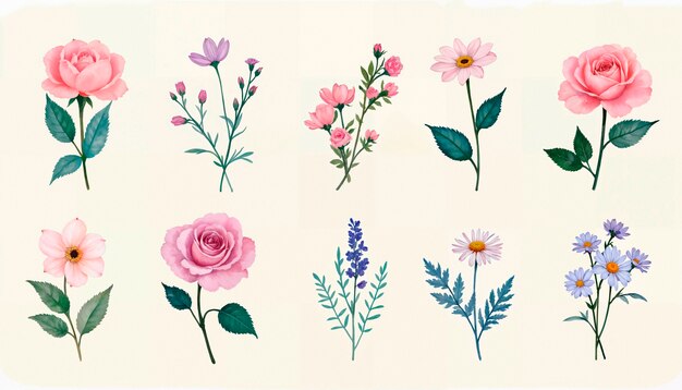Eine Sammlung von Blumen aus dem Garten.