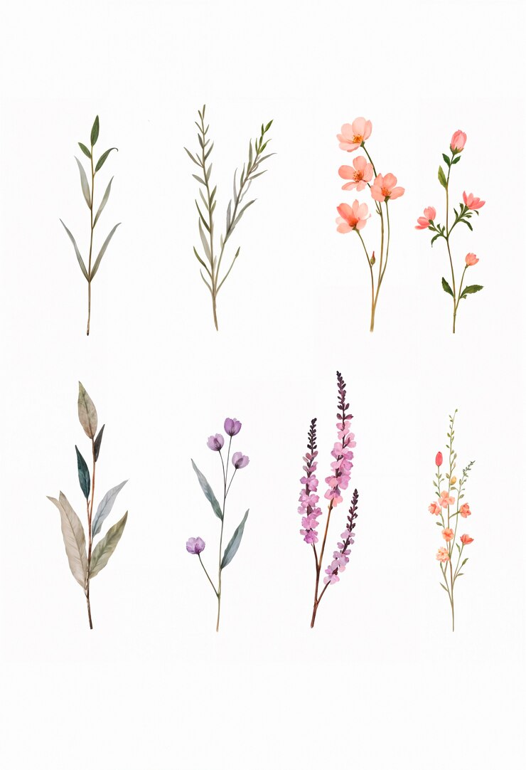 Kostenlose Foto eine sammlung von blumen aus der vergangenheit, die der künstlerin gehört.