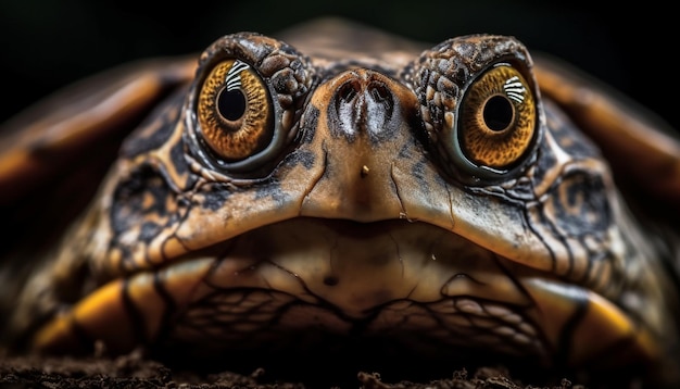 Eine Schildkröte mit einem großen Auge und einem großen, runden, ovalen Auge.