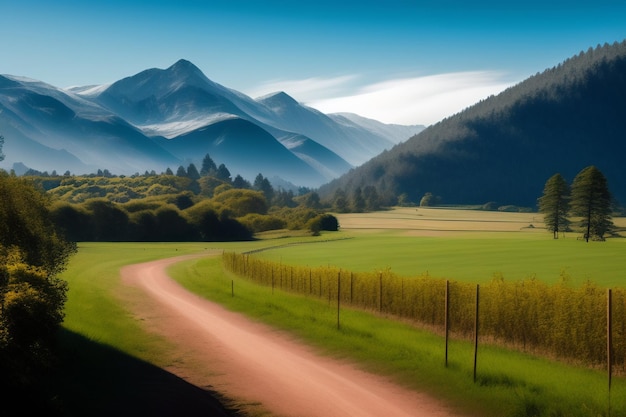 Eine Straße, die zu einer Bergkette führt