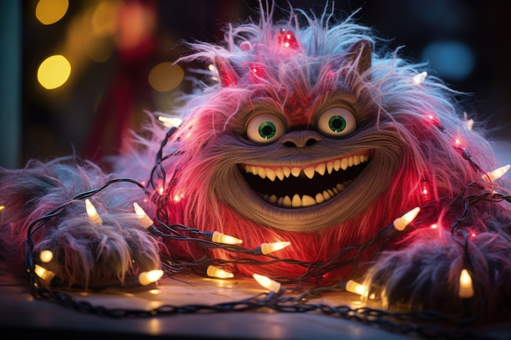 Kostenlose Foto eine verrückte kreatur, die den grinch veranschaulicht