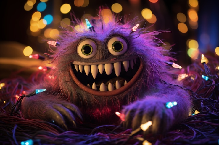 Kostenlose Foto eine verrückte kreatur, die den grinch veranschaulicht