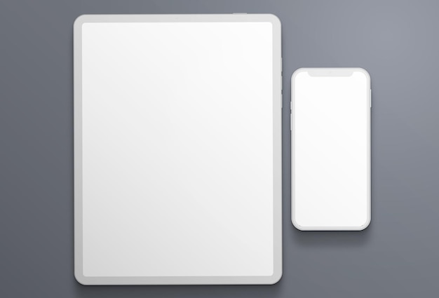 Kostenloses Foto einfache weiße tablet- und smartphone-komposition