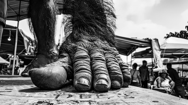 Einfarbige Darstellung von haarigem Tier oder Sasquatch