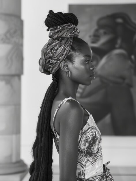 Einfarbiges Porträt einer wunderschönen afrikanischen Frau