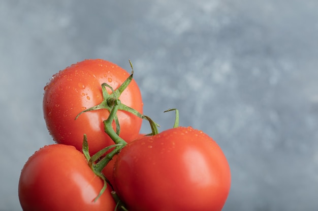 Einige saftige Tomaten auf grau.