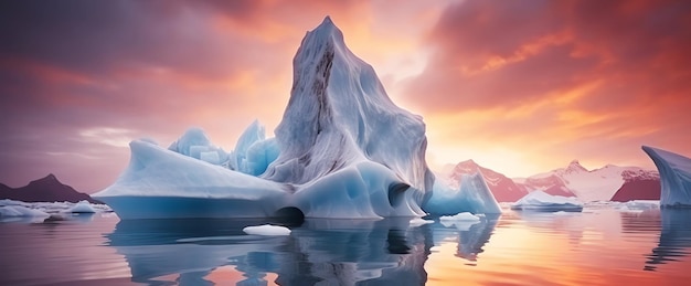 Kostenloses Foto eisberg im nordmeer bei sonnenuntergang