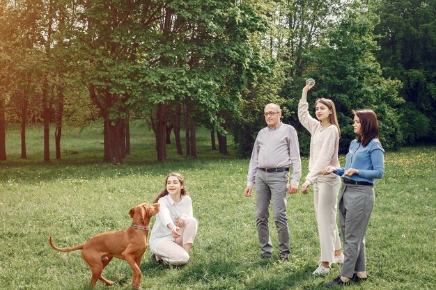 Elegante Familie verbringen Zeit in einem Sommerpark