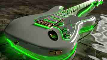 Kostenloses Foto elektrische gitarre mit neonlicht