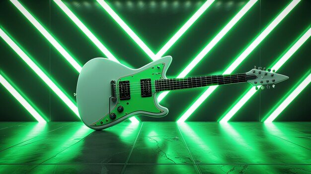 Elektrische Gitarre mit Neonlicht