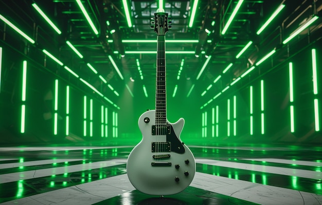 Kostenloses Foto elektrische gitarre mit neonlicht