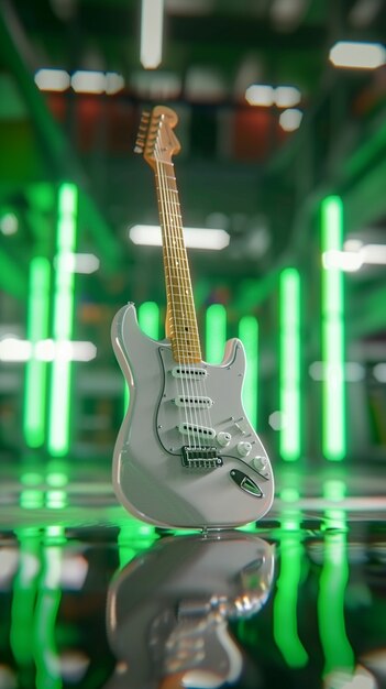 Elektrische Gitarre mit Neonlicht