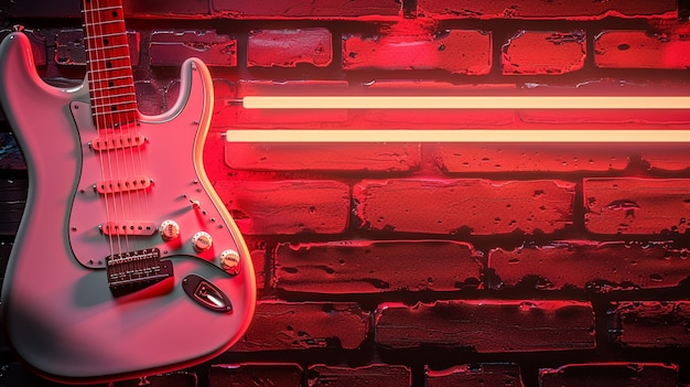 Kostenloses Foto elektrische gitarre mit neonlicht