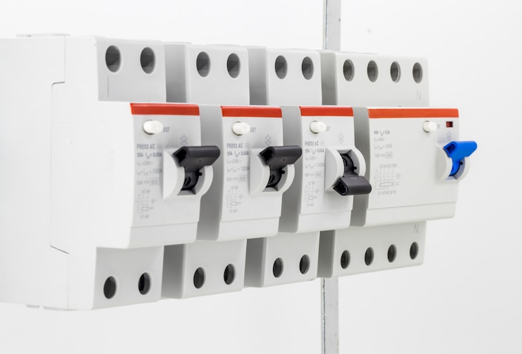 Kostenlose Foto elektrische maschinen, schalter, isoliert auf weiß, nah