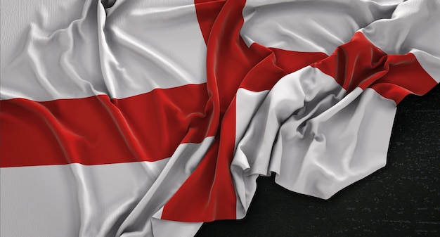 England-Flagge, die auf dunklem Hintergrund geknittert wird 3D-Render