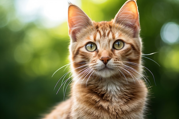 Entzückende Katze, die sich draußen entspannt