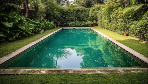 Kostenloses Foto erfrischende oase am pool in einem modern angelegten garten, perfekt zum entspannen durch ki
